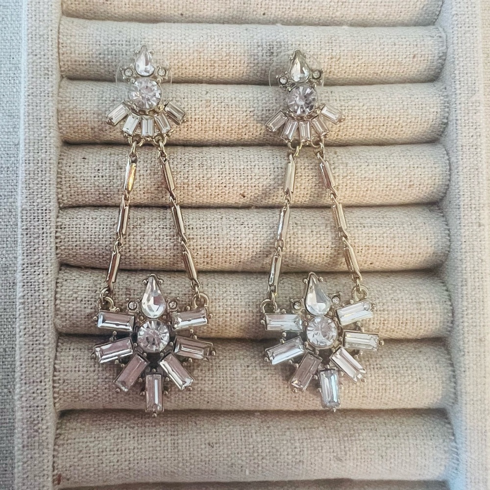 Olive and Piper - Drop Gold and Rhinestone Earrings